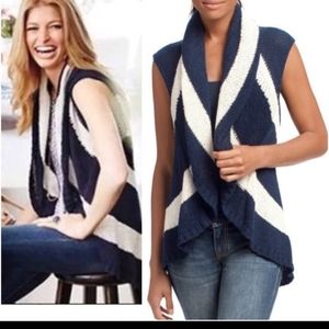 🦋CAbi #679 Knit Skipper Vest Striped Navy White